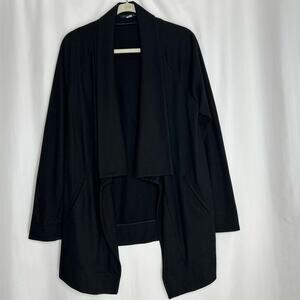 Theory wool cardigan black coat open front medium long line